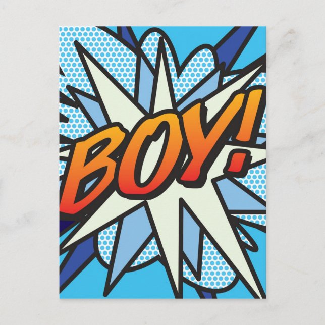 BOY Fun Retro Comic Pop Art Postkarte (Vorderseite)