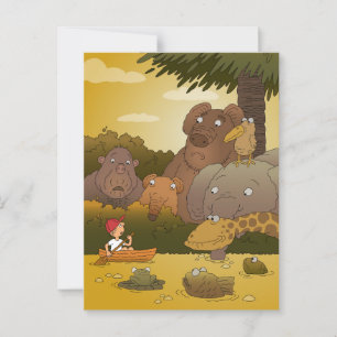 Boy Funny Niedlich Jungle Safari Tiere Postkarte