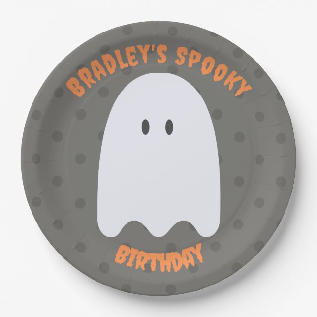 Boy Ghost Birthday Party Personalisierte Papierpla Pappteller (Vorderseite)