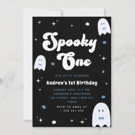 Boy Ghost Blue Spooky Ein 1. Geburtstag Halloween Einladung