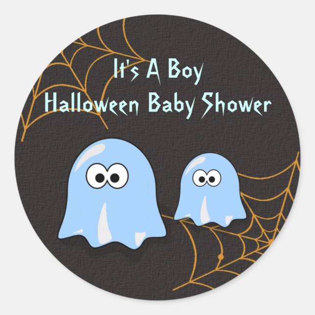 Boy Ghost Halloween Baby Shower Stickers (Vorderseite)