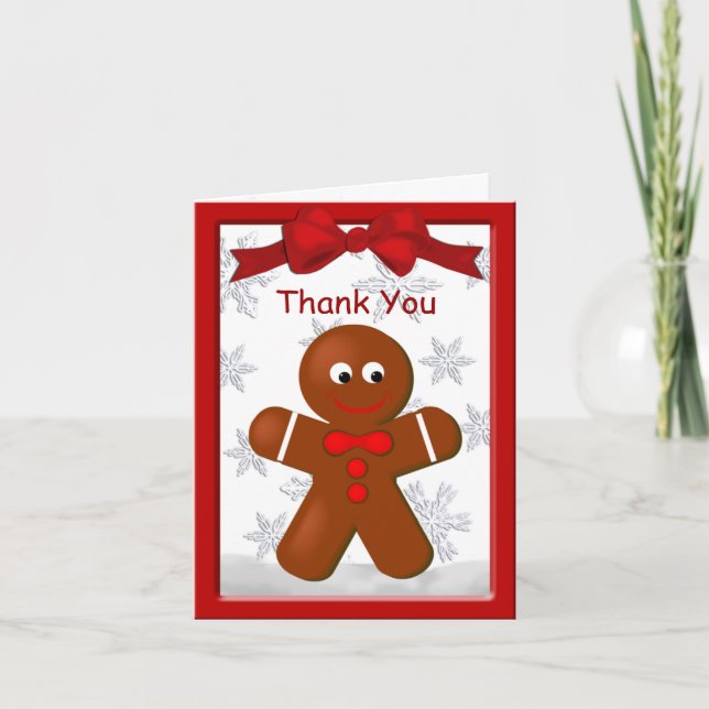 Boy Gingerbrei Cookie Weihnachten Vielen Dank Dankeskarte (Vorderseite)