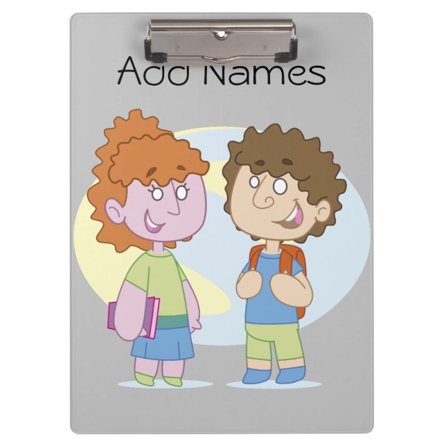 Boy Girl Back to School Clipboard Klemmbrett (Vorderseite)