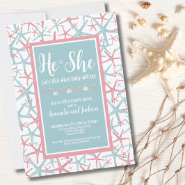 Boy Girl Beach He She Summer Gender Reveal Party Einladung