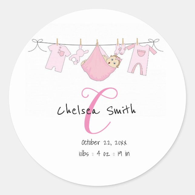 Boy Girl Birth Announcement Sticker Illustration (Vorderseite)