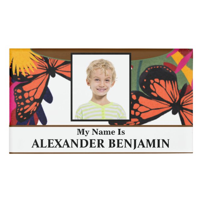 Boy Girl Child Student Foto School Ausweis Namenschild (Vorderseite)