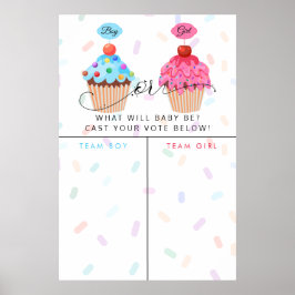 Boy Girl Cupcake Gender Reveal Prediction Signing Poster