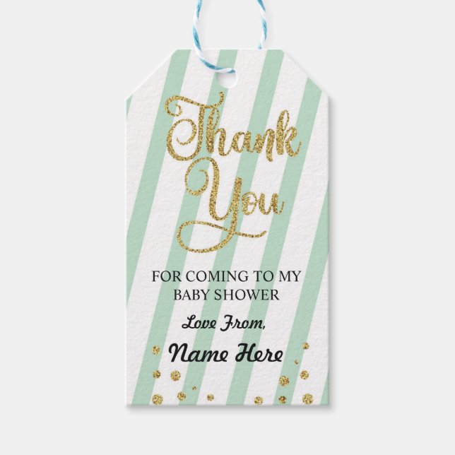 Boy Girl danke dir Baby Duwer Mint Gender Reveal Geschenkanhänger (Vorderseite)