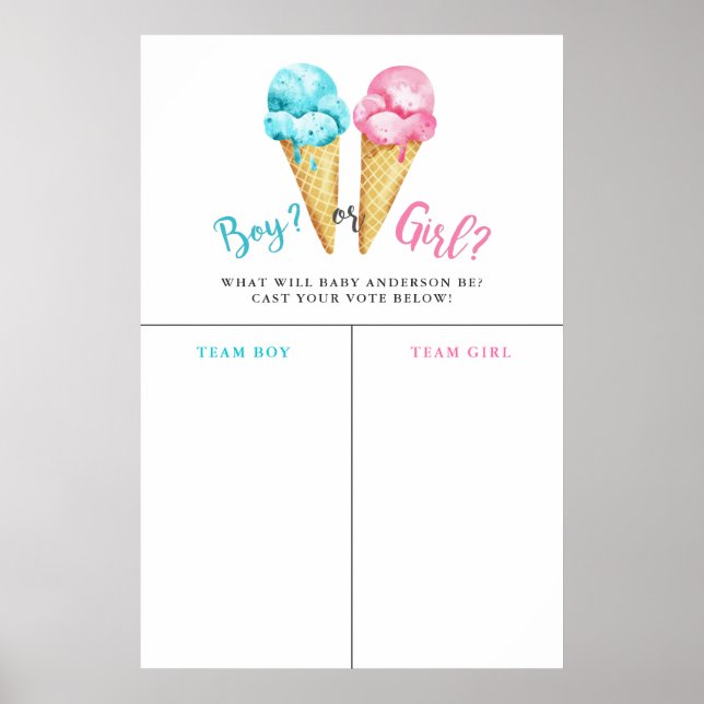 Boy Girl Ice Cream Gender Revevement Predication S Poster (Vorne)