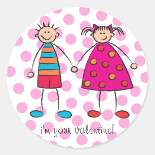 Boy + Girl = Liebe Niedlich Valentine Geschenkstic Runder Aufkleber