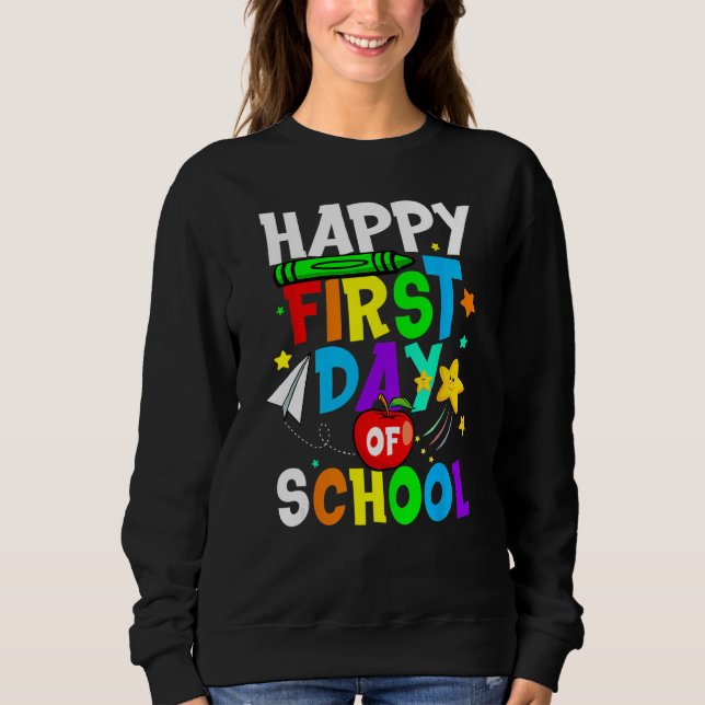 Boy Girl Pupil Happy First 1st Day Of School Back  Sweatshirt (Vorderseite)