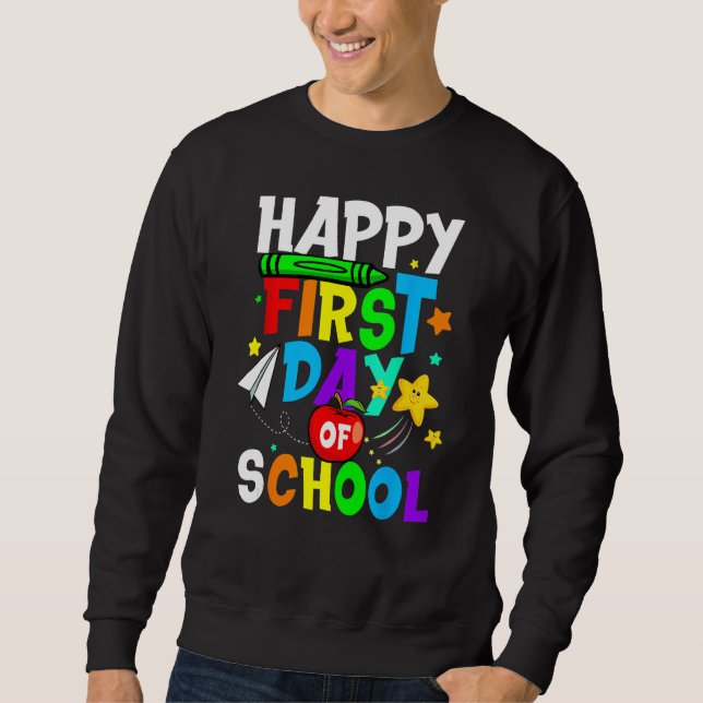 Boy Girl Pupil Happy First 1st Day Of School Back  Sweatshirt (Vorderseite)