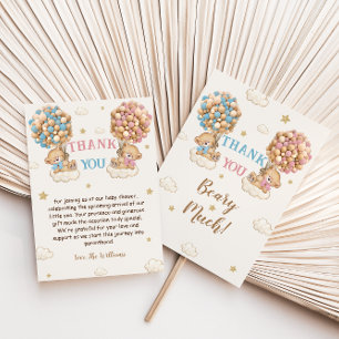 Boy Girl Twins Dusche Pastel Blue Beige Dankeskarte