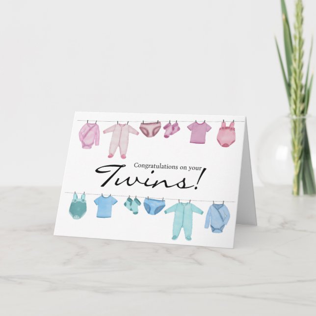 Boy/Girl Twins Herzlichen Glückwunsch Karte (Vorderseite)