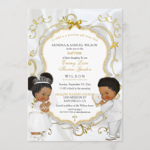 Boy & Girl Twins Taufgemeinschaft Ethnisch Einladung