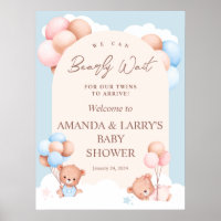 Boy Girl Twins Teddy Bear Baby Dusche Willkommen