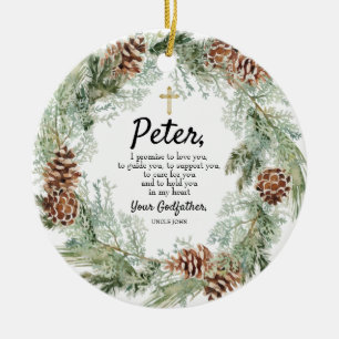Boy Godfather Personalised Promise to Godchild Keramik Ornament