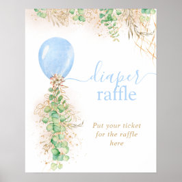 Boy Gold Glitzer Eucalyptus Balloon Windle Raffle Poster