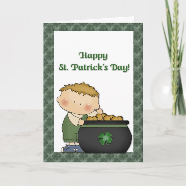 Boy Gold St. Patricks Day Karte (Vorderseite)