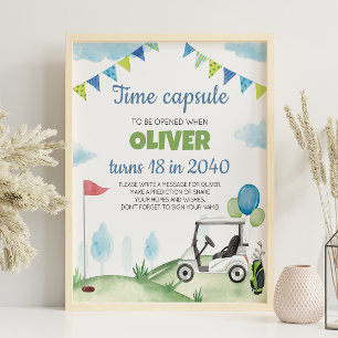 Boy Golf Birthday Time Kapselunterschrift Poster