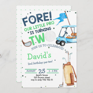 Boy Golf Par tee 2. Geburtstag Einladung