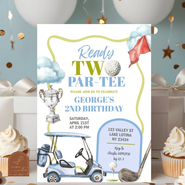 Boy Golf Ready Two Par-Tee 2nd Birthday  Einladung (Von Creator hochgeladen)