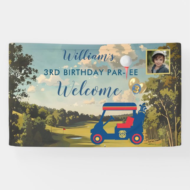 Boy Golf Theme 3. Geburtstag Party Banner (Horizontal)