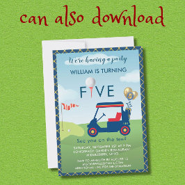 Boy Golf Theme 5. Geburtstagsparty Einladung