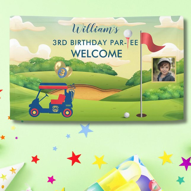 Boy Golf Theme Foto 3. Geburtstag Party Banner (Von Creator hochgeladen)