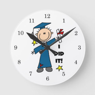 Boy Graduate Runde Wanduhr