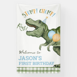 Boy Green Dinosaur 1. Geburtstag Begrüßungsbanner Banner