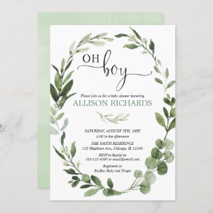 Boy Greenery eucalyptus foliage Babydusche Einladung