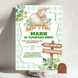 Boy Greenery Lamb Einladung