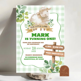 Boy Greenery Lamb Einladung