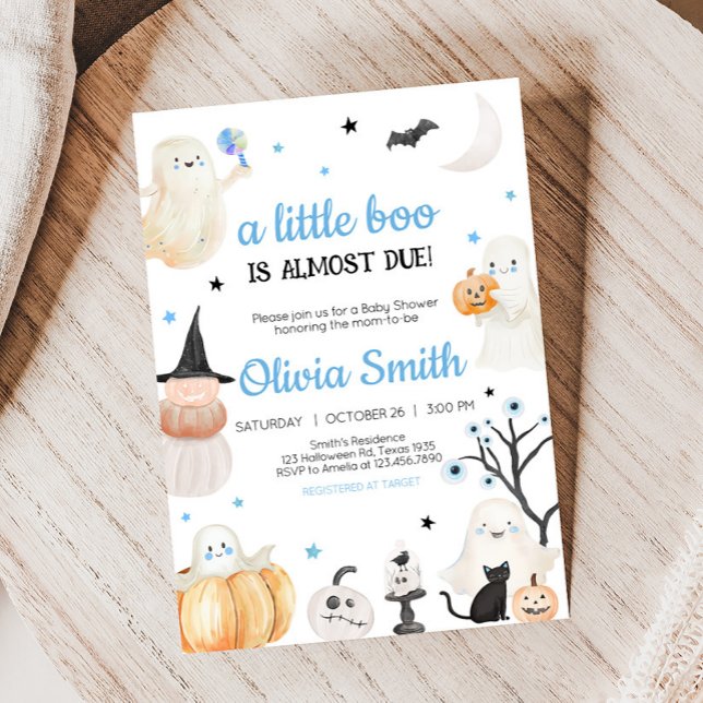 Boy Halloween Little Boo Baby Dusche Einladung (A Little Boo Baby Shower Invitation)