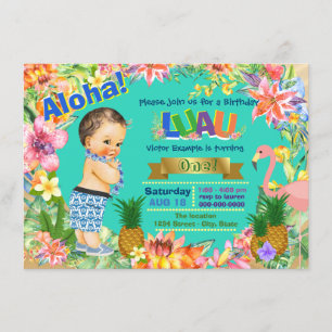 Boy Hawaii Luau Geburtstagspartei Einladung