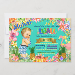 Boy Hawaii Luau Geburtstagspartei Einladung