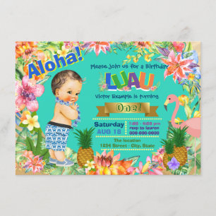 Boy Hawaiian Luau Birthday Party Einladung