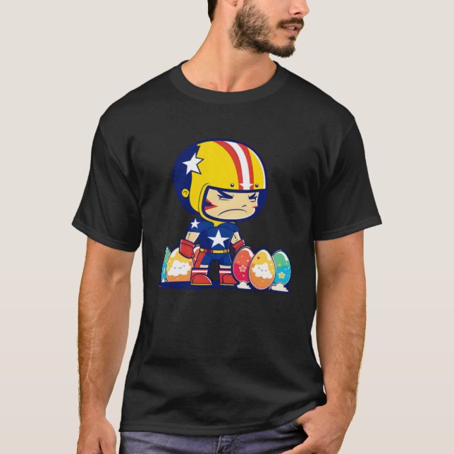 Boy Helmet Easter Eggs Football Easter T-Shirt (Vorderseite)