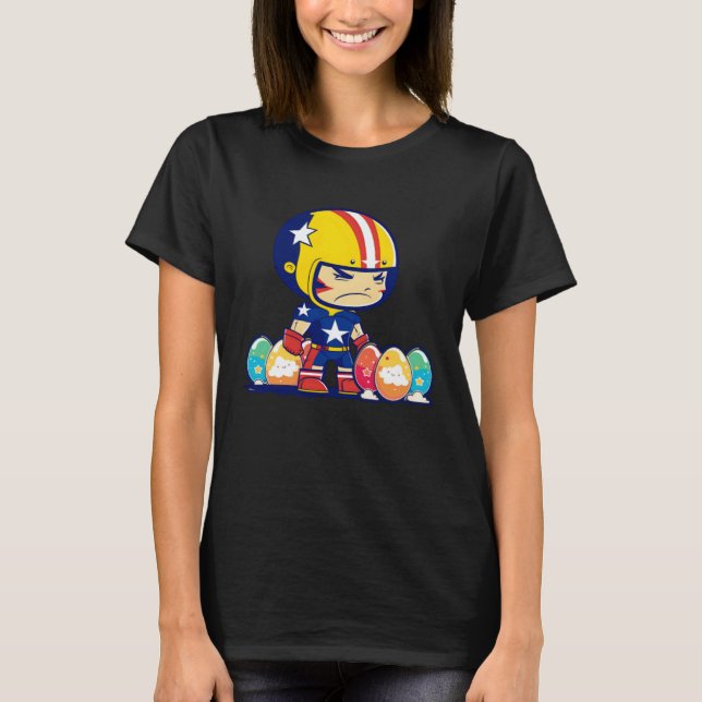 Boy Helmet Easter Eggs Football Easter T-Shirt (Vorderseite)