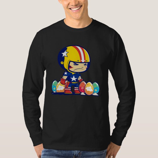 Boy Helmet Easter Eggs Football Easter T-Shirt (Vorderseite)