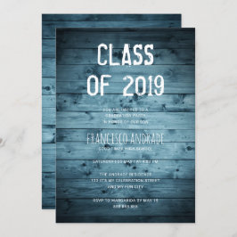 Boy High School Graduation Party 2019 Rustic Blue Einladung