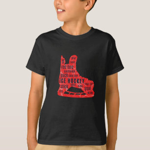 Boy-Hockey-Spieler-T - Shirt - roter Skate mit Wor
