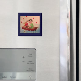 Boy Holding Heart in Boat Magnet