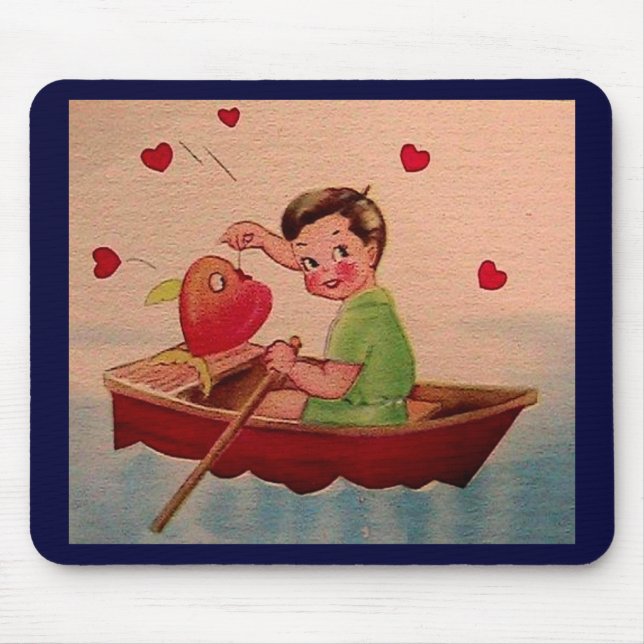 Boy Holding Heart in Boat Mousepad (Vorne)