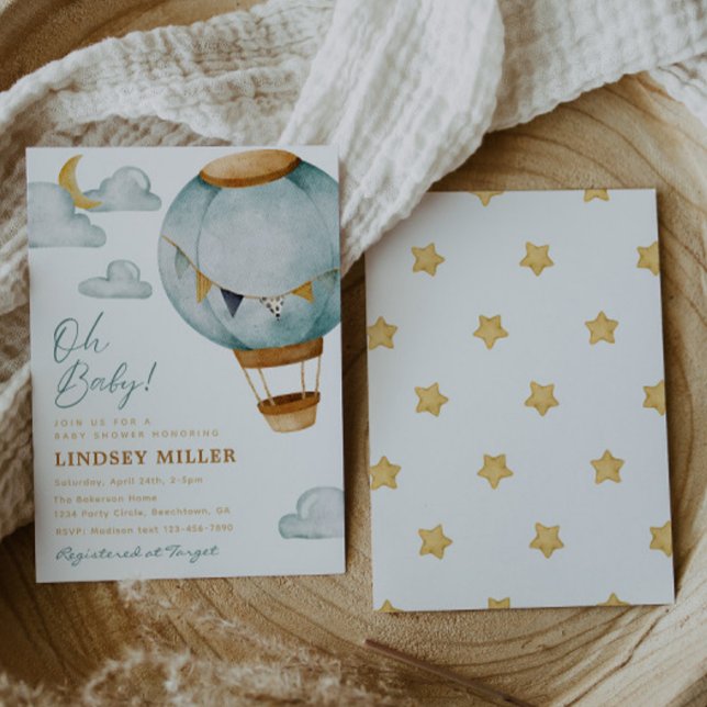 Boy Hot Air Balloon Baby Shower Einladungen (Von Creator hochgeladen)