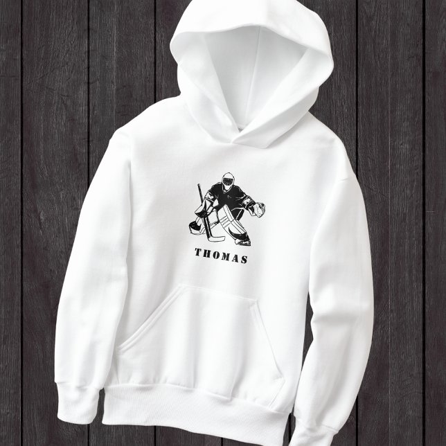 Boy Ice Hockey Goalie Player Name Kids Hoodie (Von Creator hochgeladen)