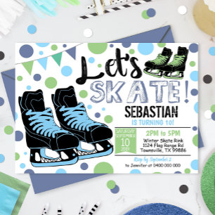 Boy Ice Skaten Einladung Ice Skaten Party Blue