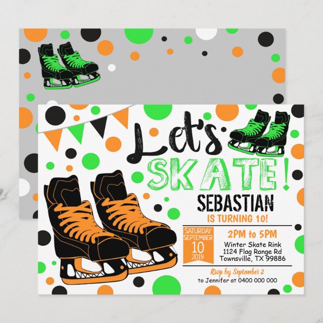 Boy Ice Skaten Invasion Ice Skaten Party Einladung (Vorne/Hinten)