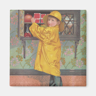 Boy in Raincoat Magnet